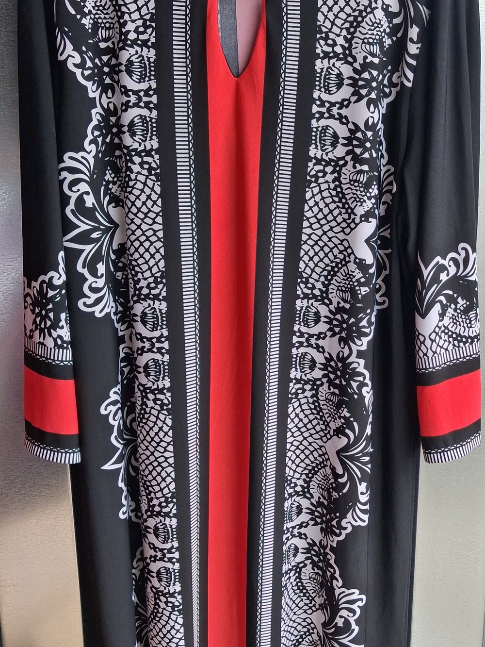Haani Black, White & Red Printed Midi Dress